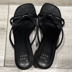 A New Day Elegant Black Kitten Heel Sandals